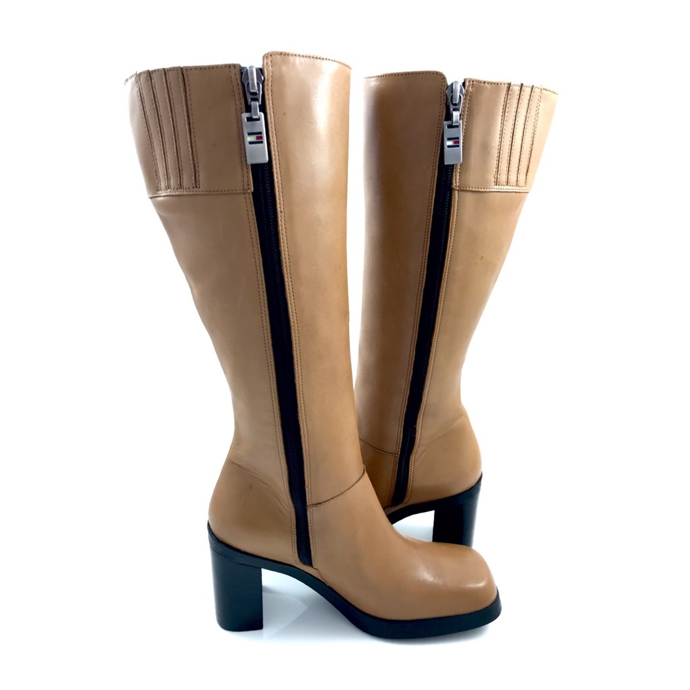 ❌SOLD❌ 90’s TOMMY HILFIGER tall tan leather boots - Picture 5 of 8